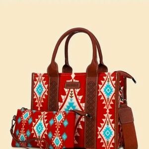 RED Bohemian Tote Bag and Wallet Bundle